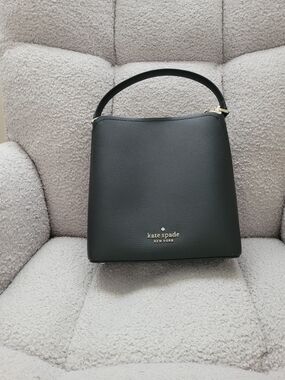 kate spade Black Leather Shoulder Bag with Gold Logo
